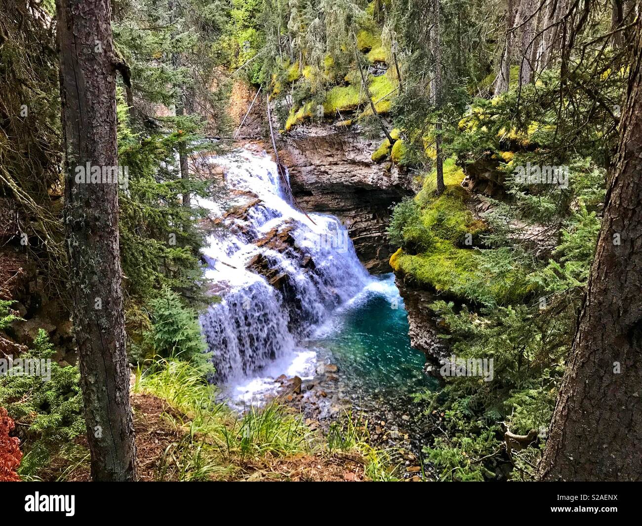 Johnston Creek waterfall, Alberta Canada Stock Photo