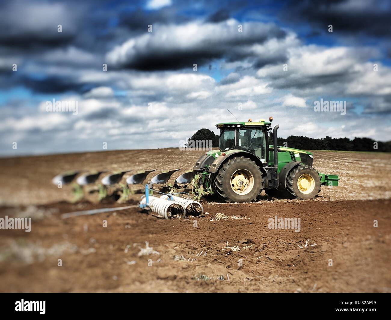 Farmland being ploughed, Bawdsey, Suffolk, England. - Smartphone Captured Stock Image