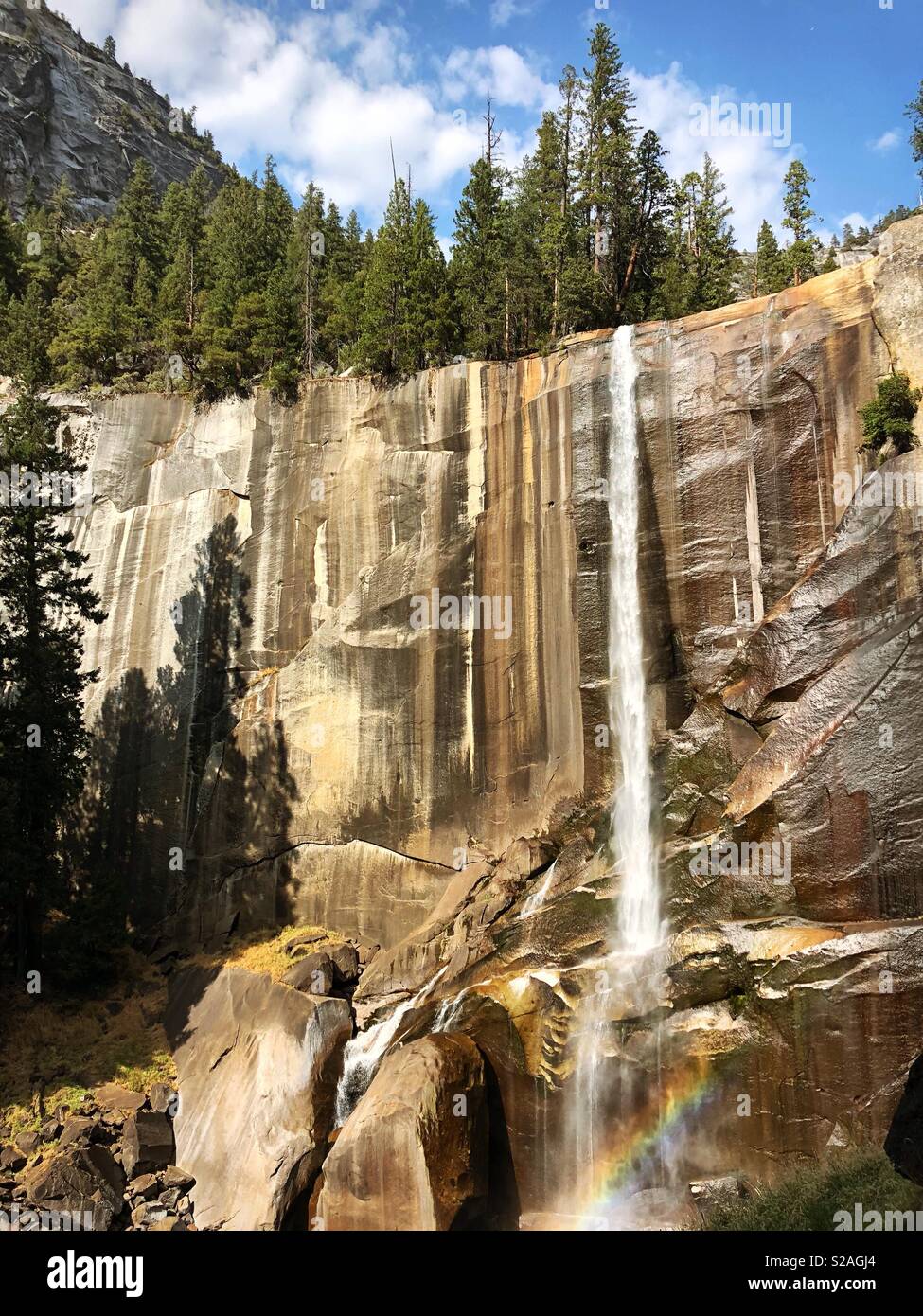 Yosemite Vernal Falls Rainbow - Smartphone Captured Stock Image