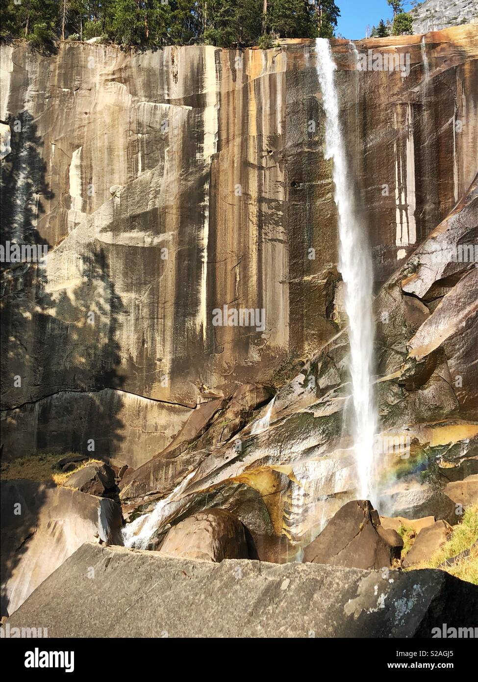 Squirrel Enjoying the View from Yosemite Waterfall - Smartphone Captured Stock Image