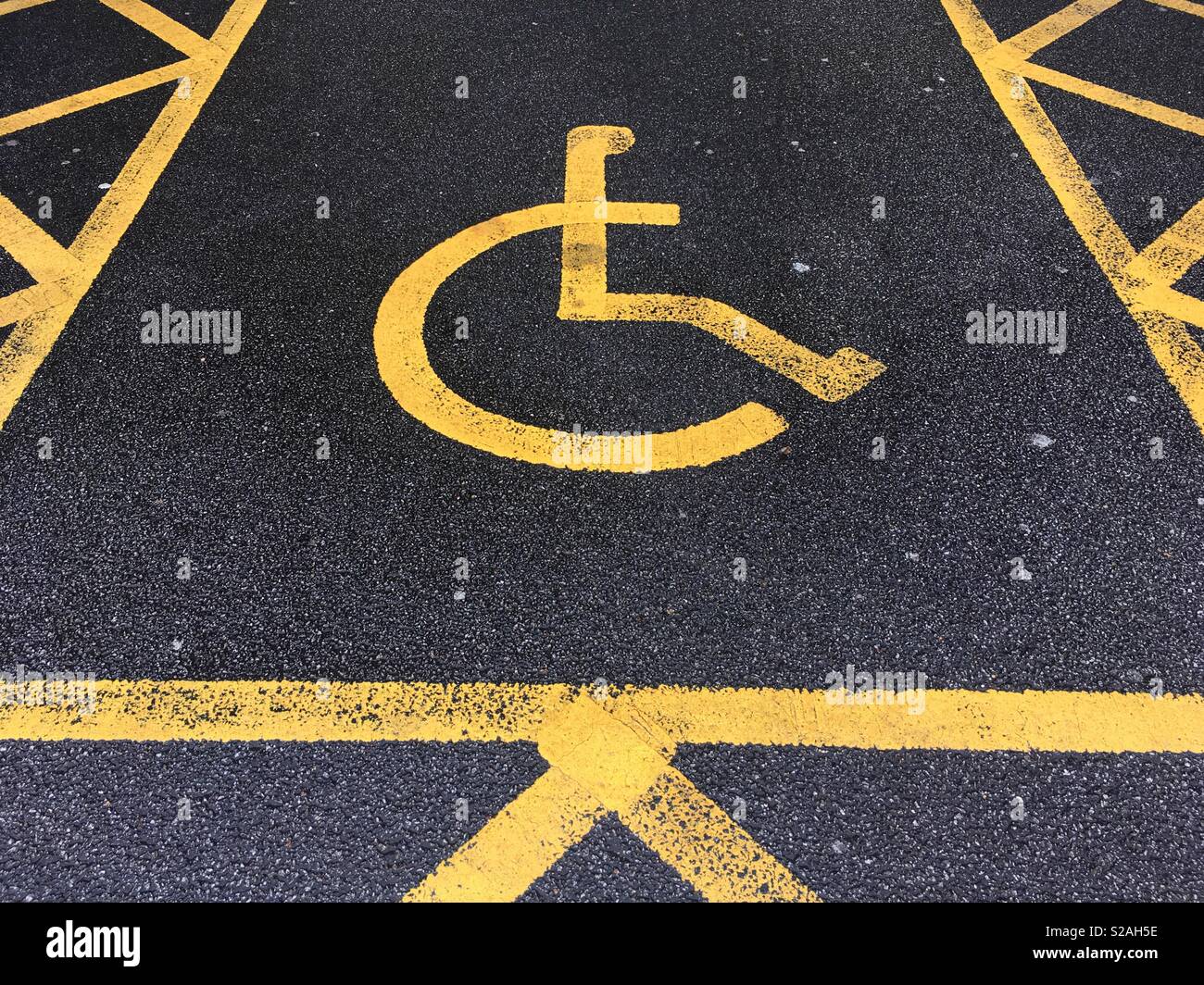 Disabled parking bay markings Stock Photo