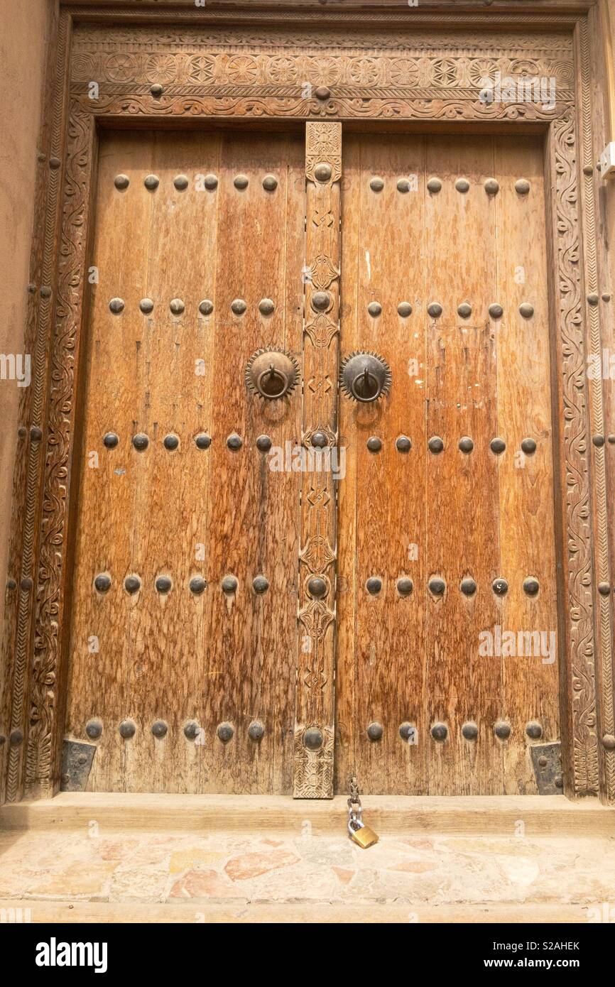 Traditional Door, handmade crafted, Nizwa, Oman - Smartphone Captured Stock Image