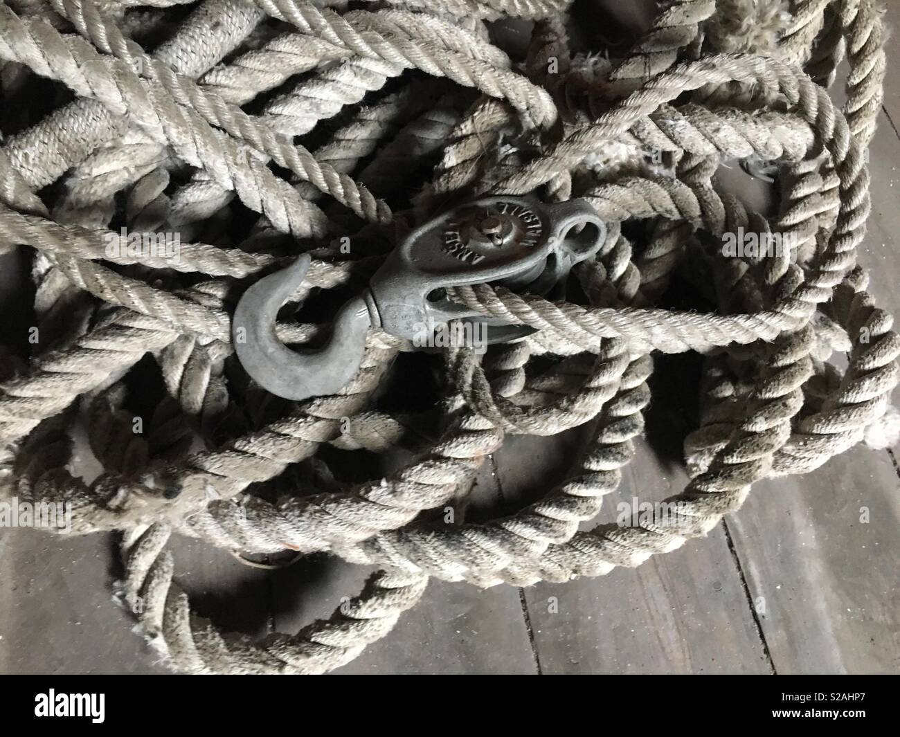 Fishing ropes and hook Stock Photo Alamy
