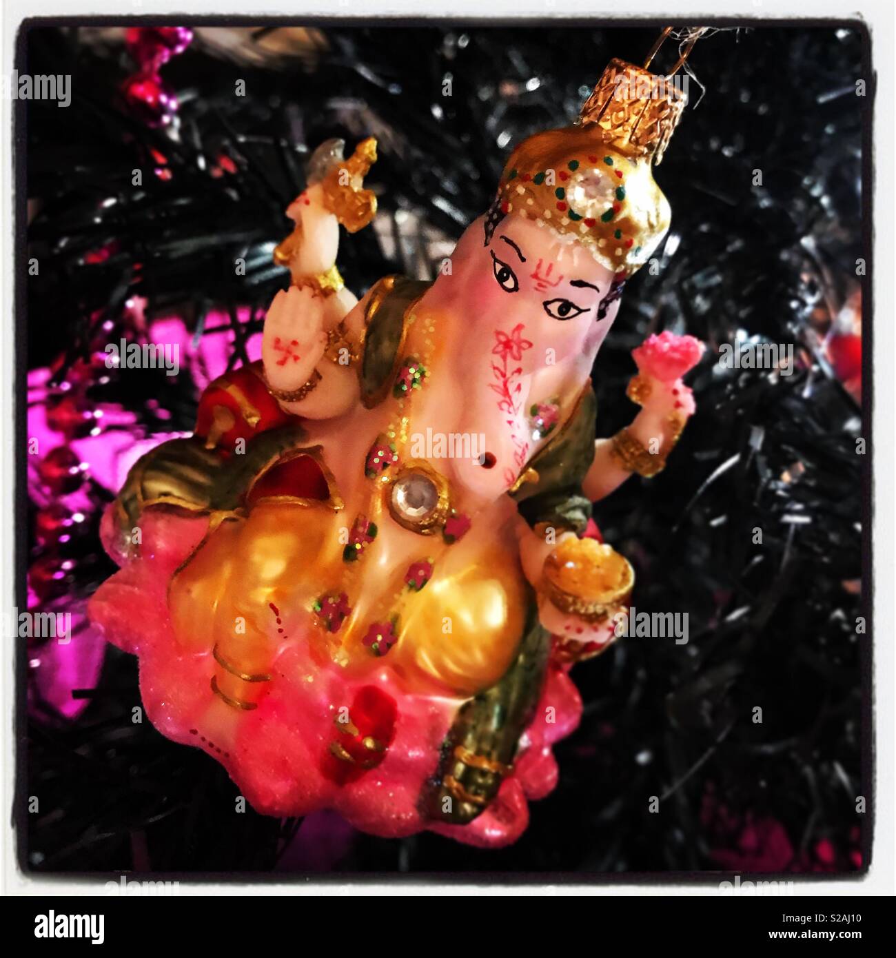 Ganesh Christmas tree decoration - Smartphone Captured Stock Image