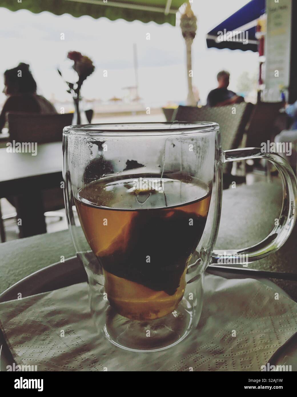 Green tea at a cafe - Smartphone Captured Stock Image