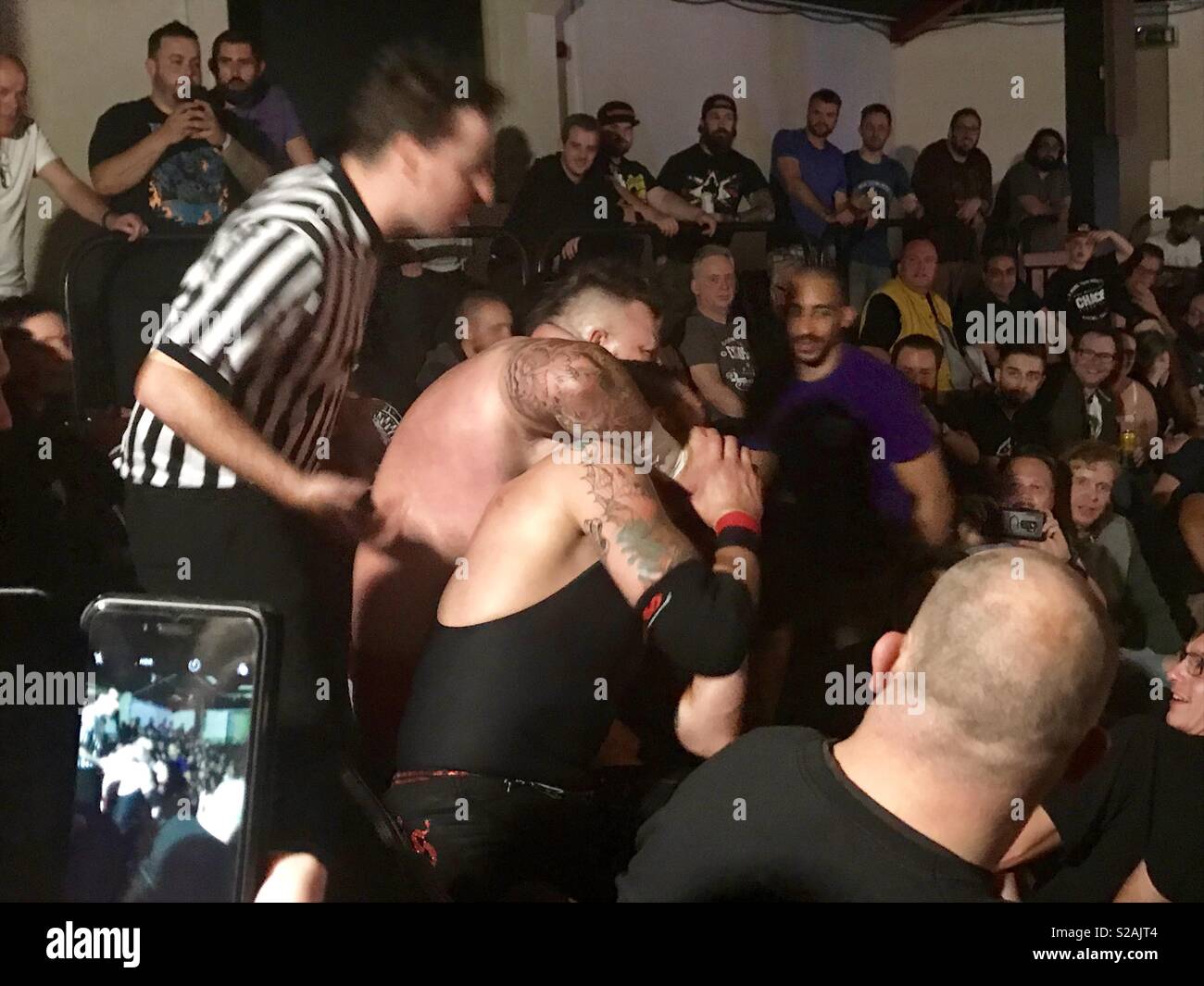 Pro wrestling chaos - Smartphone Captured Stock Image