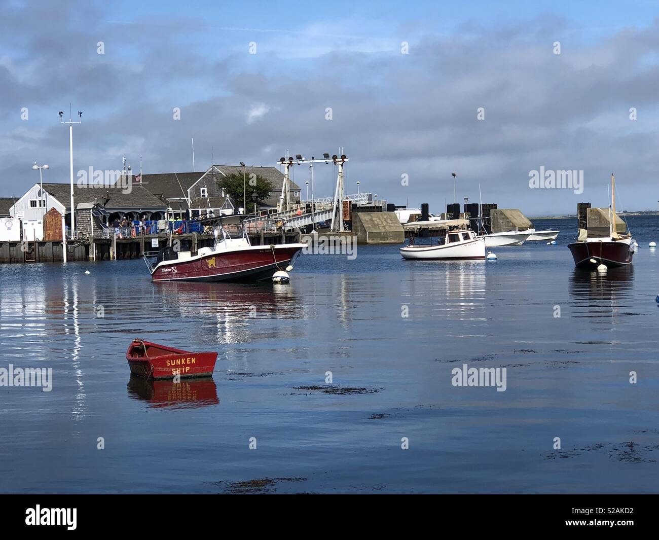 Boats in harbor at Nantucket, Massachusetts Stock Photo