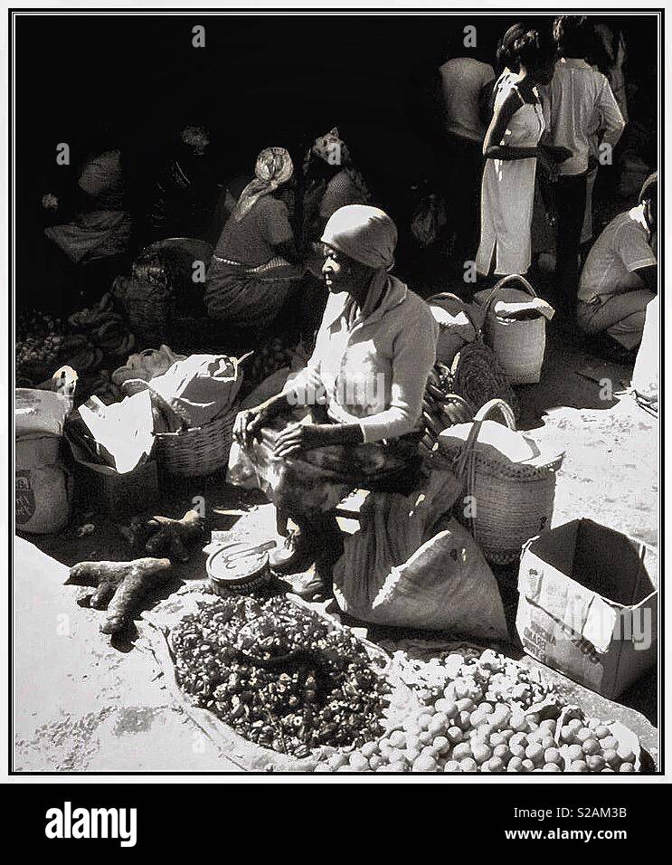 Fruit seller in a Jamaican Street market. - Smartphone Captured Stock Image