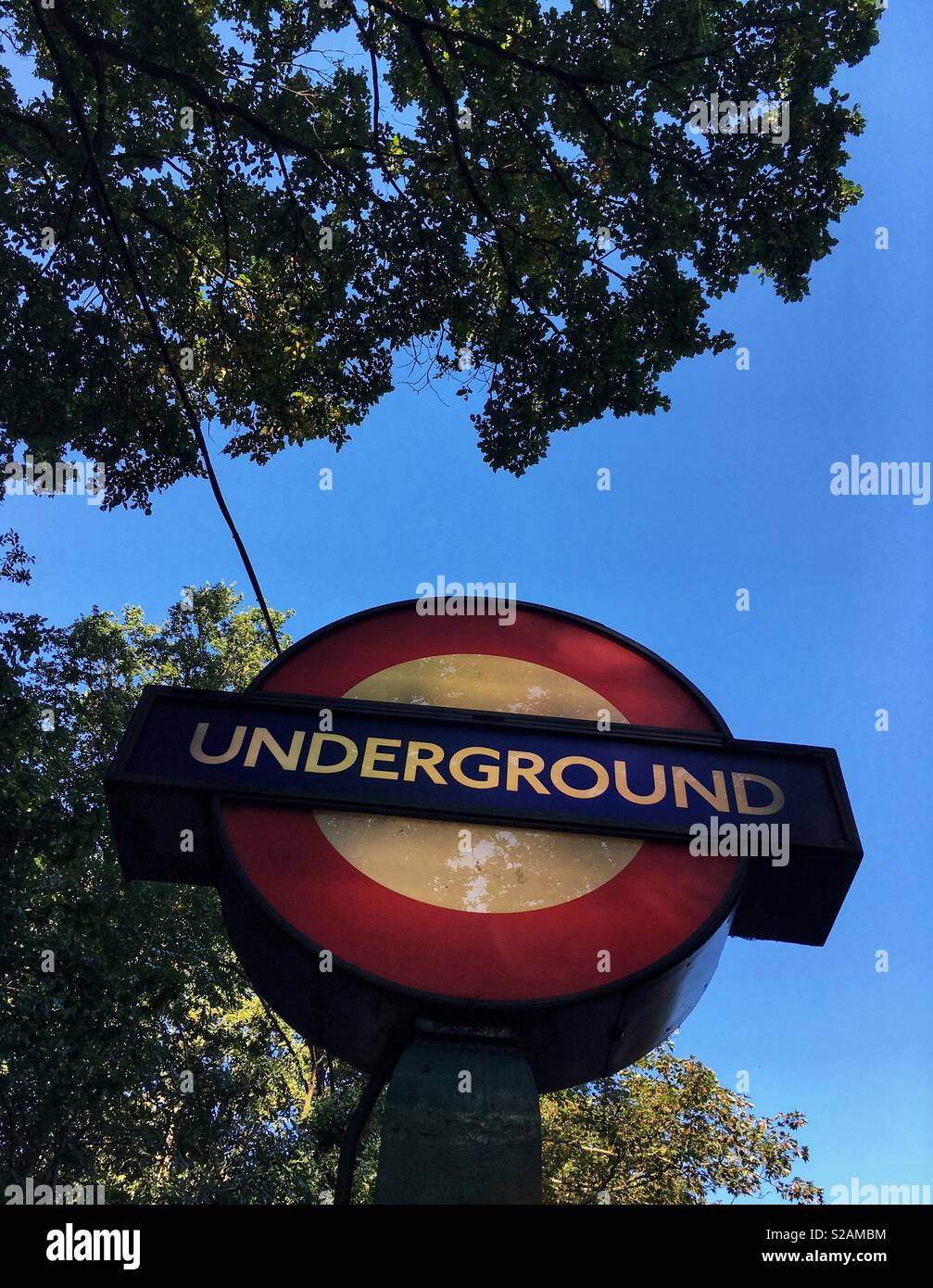 A London Underground sign outside Highgate Station in London, England - Smartphone Captured Stock Image