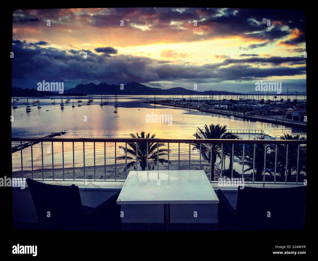 Puerto Pollensa, Mallorca in winter - Smartphone Captured Stock Image