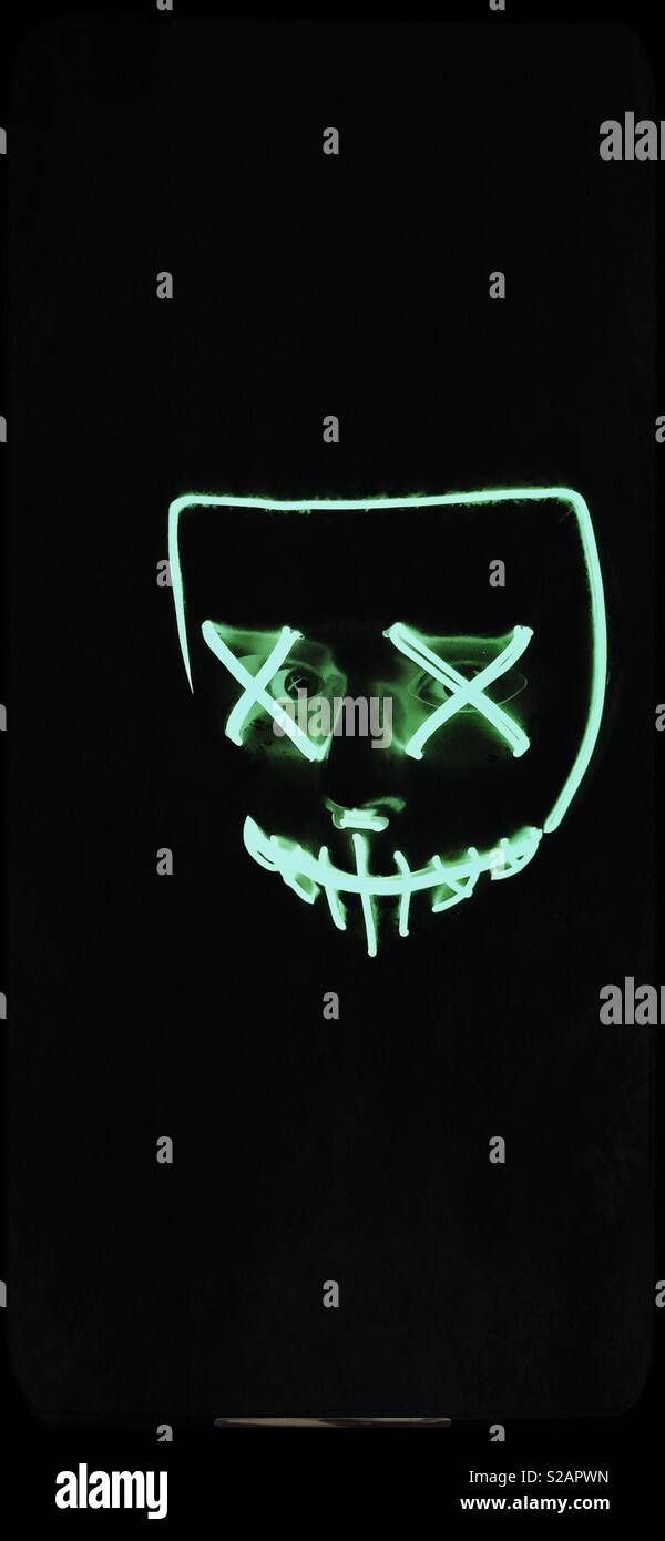 Neon Hallowe’en Fright Mask - Smartphone Captured Stock Image