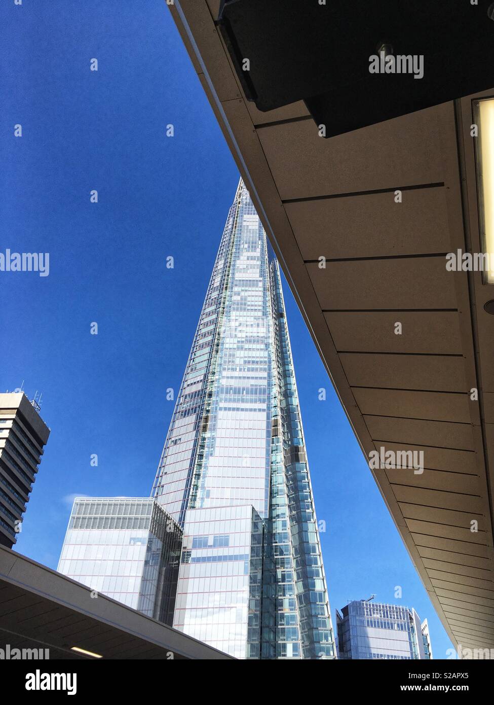 The Shard seen from London Bridge Station in England - Smartphone Captured Stock Image