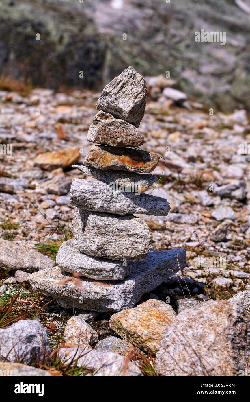 Pile of stones on a mountain top hi-res stock photography and images ...