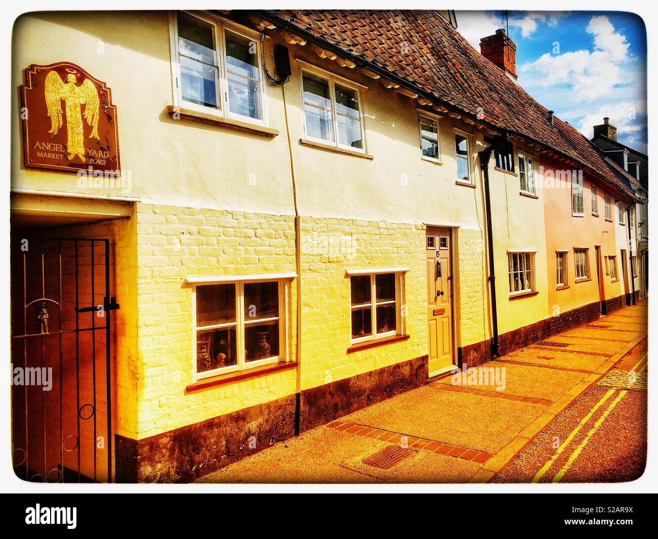 Angel Yard, Market Place, Saxmundham, Suffolk, England. - Smartphone Captured Stock Image