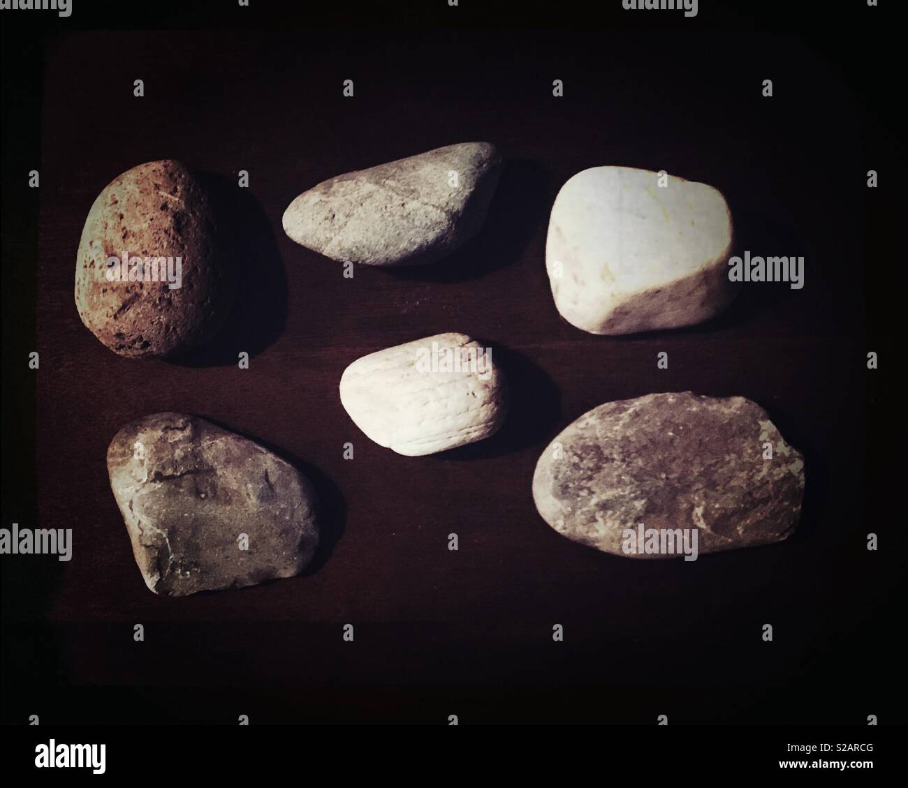 A collection of Rocks in different sizes and shapes and textures Stock