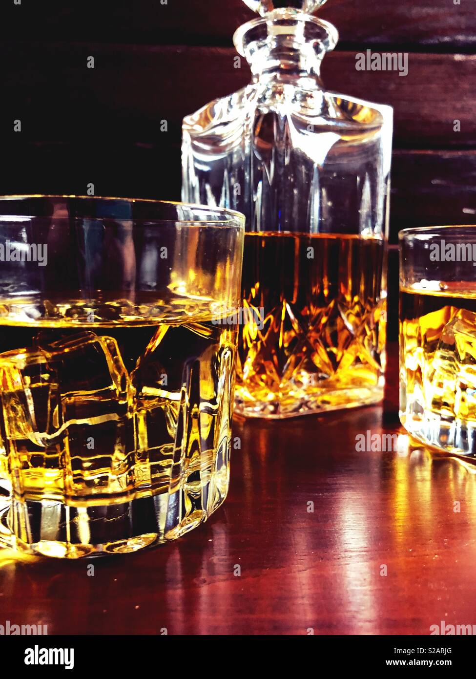 Whiskey on the rocks - Smartphone Captured Stock Image