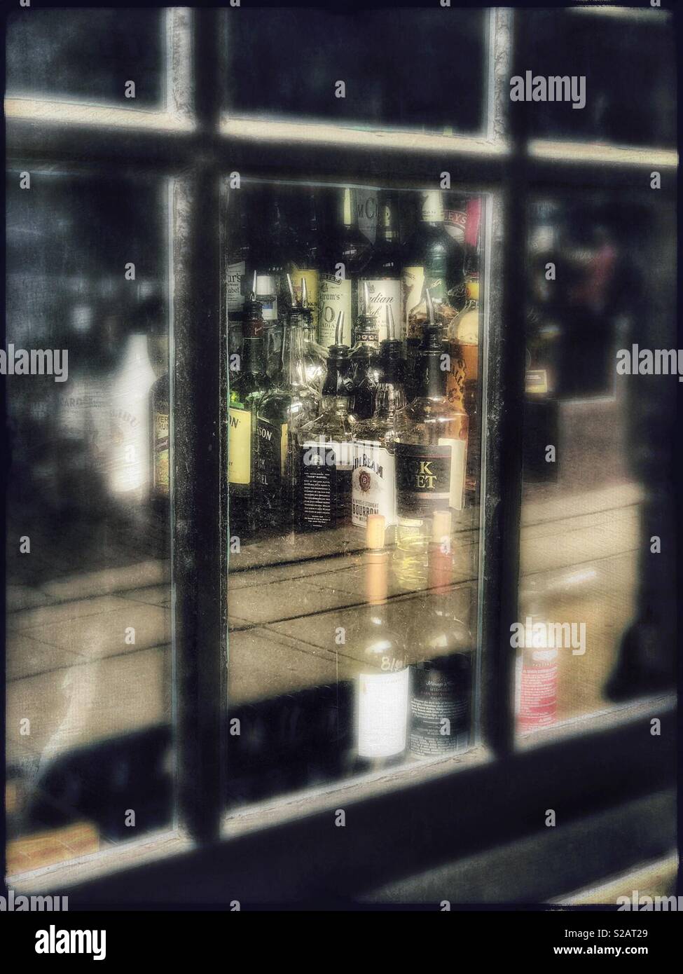 Looking into a pub window - Smartphone Captured Stock Image