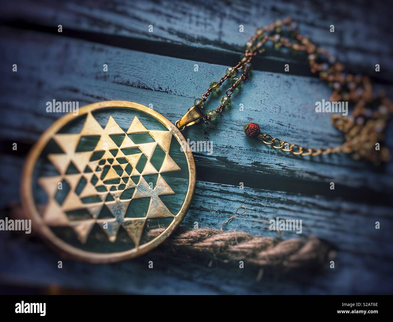 Sri yantra pendant necklace Stock Photo