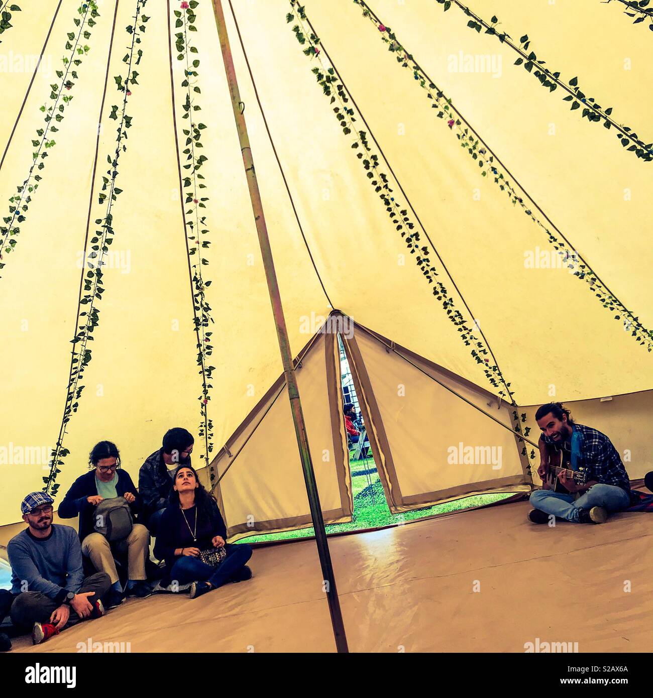 Tipi tent, venue at Edinburgh fringe festival - Smartphone Captured Stock Image