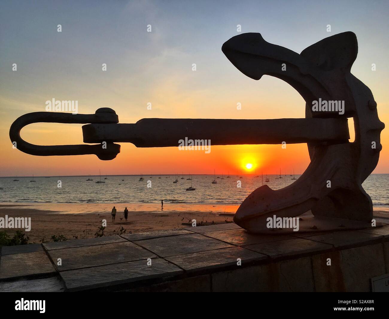 Sunset over the Sailing Club Beach in Darwin, Northern Territory, Australia. - Smartphone Captured Stock Image
