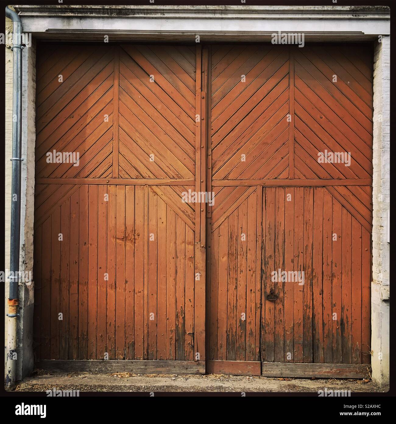 Old Wooden Garage Doors Snapped In A Rural Village In Northern