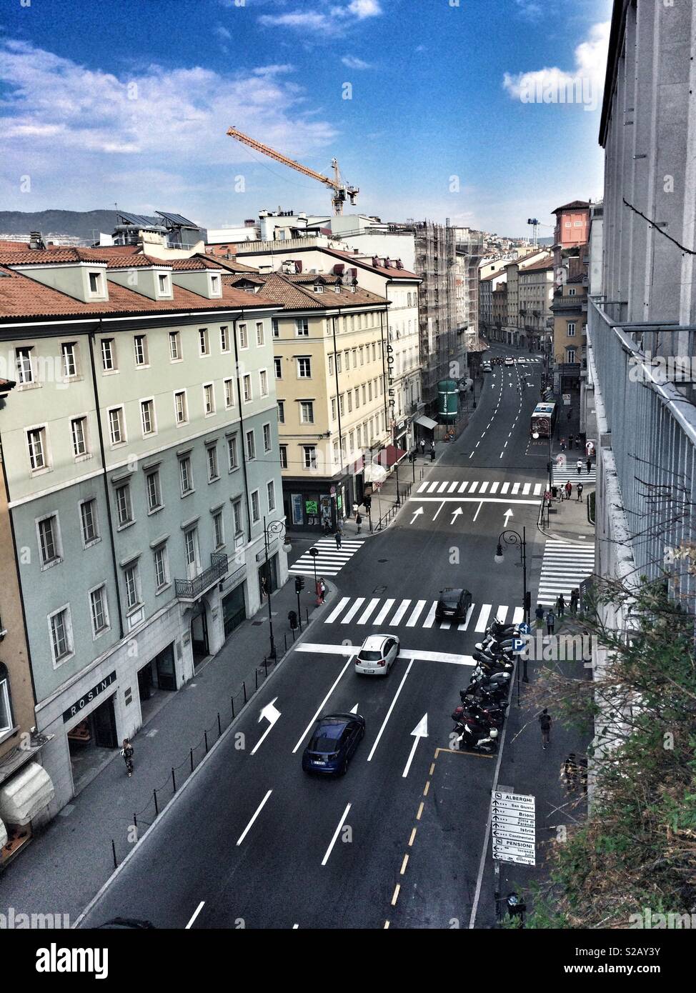 View from above of Corso Italia. Trieste, Italy. - Smartphone Captured Stock Image