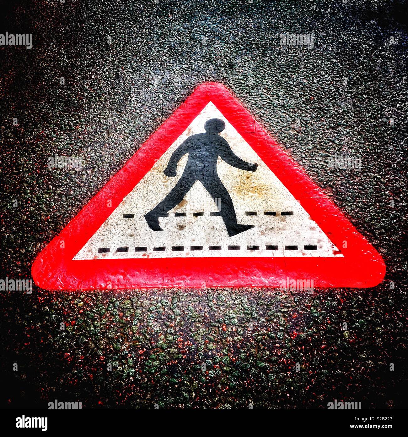 Pedestrians crossing warning sign - Smartphone Captured Stock Image