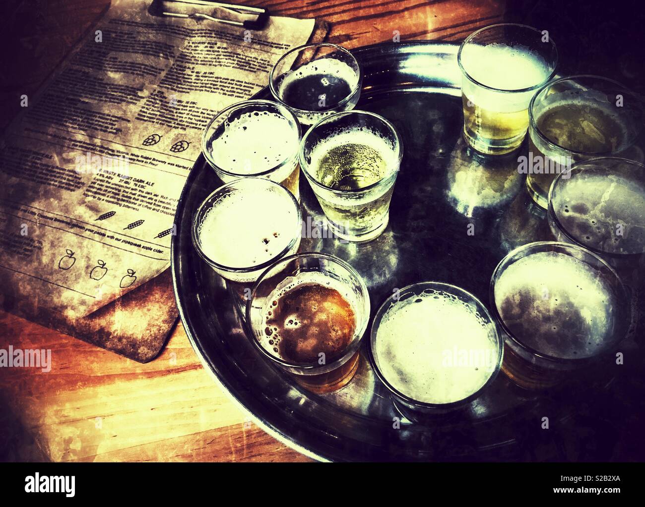 Beer tasting platter Stock Photo