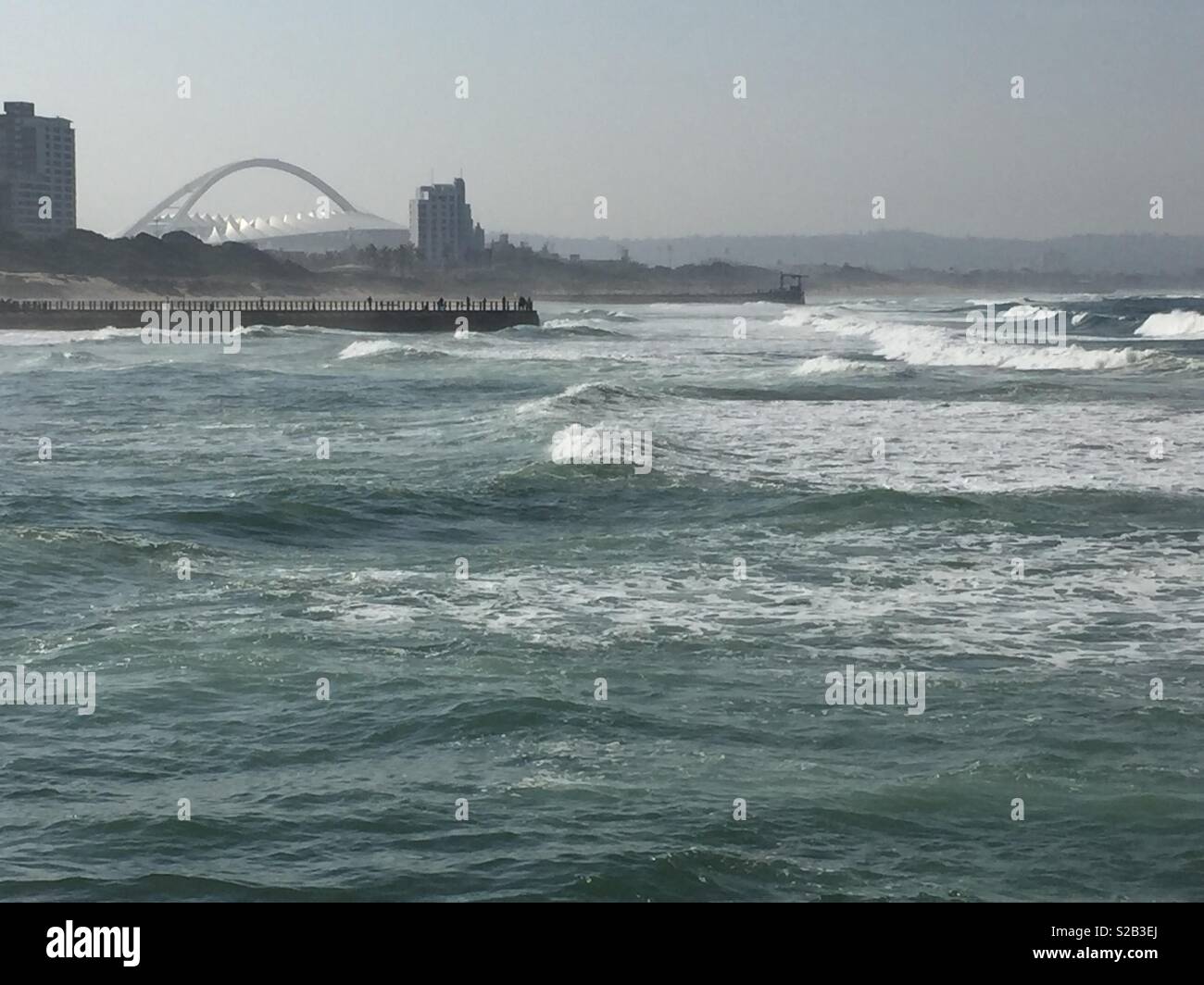 North Beach, Durban, South Africa, waves crashing onto the beach on a