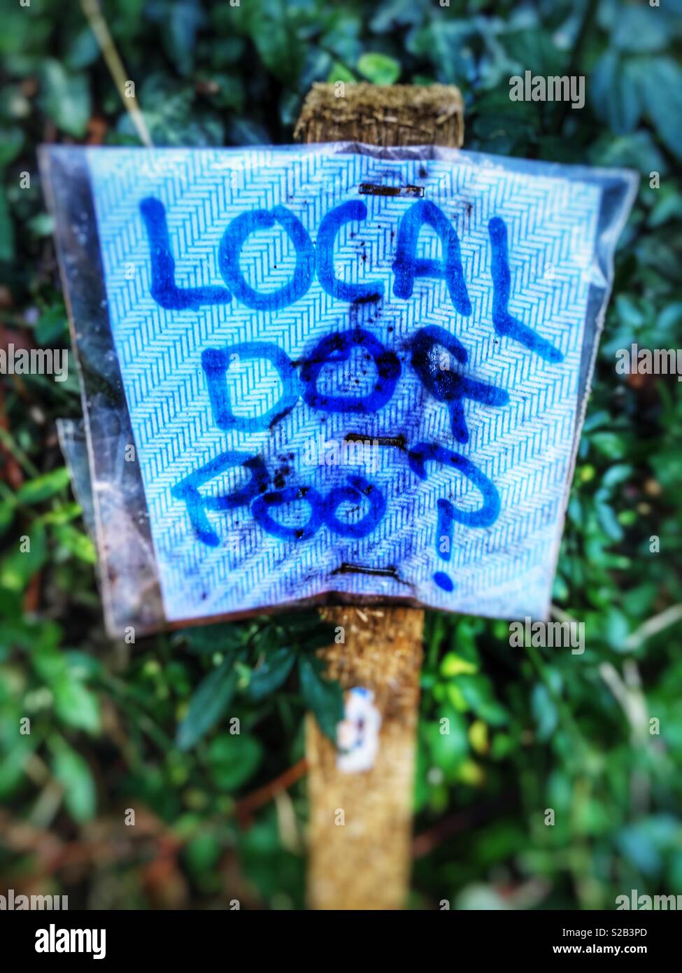 Local dog poo? Sign - Smartphone Captured Stock Image