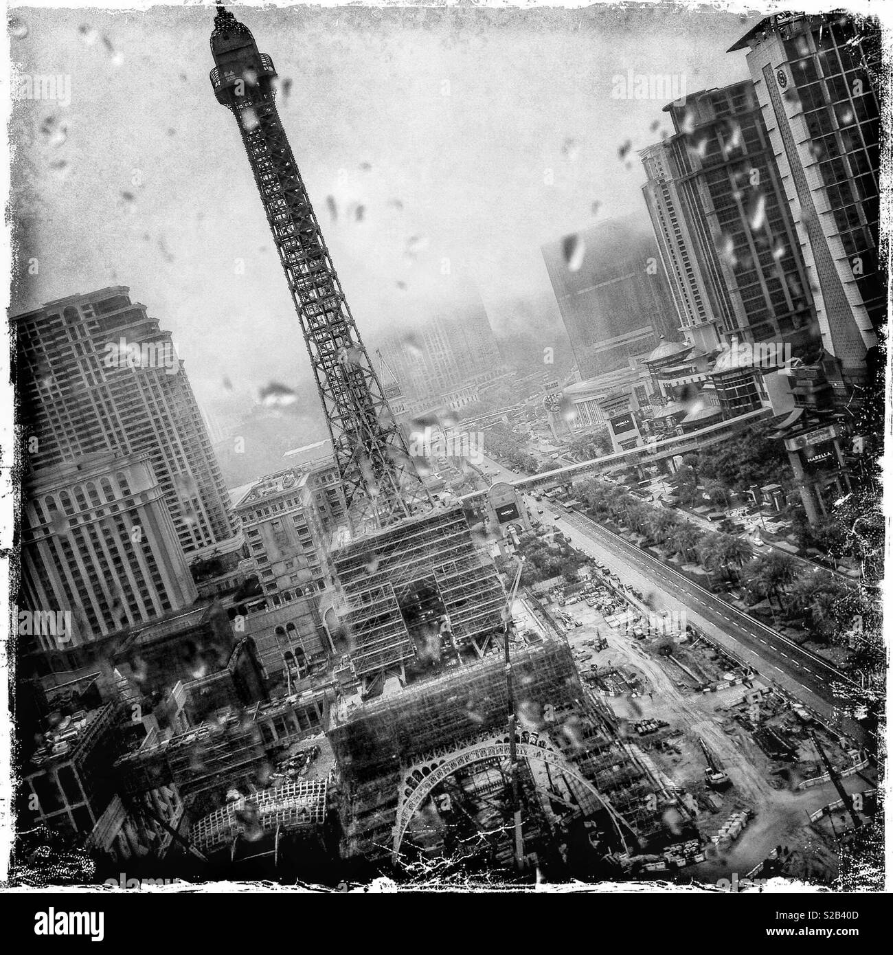 A half-scale replica of the Eiffel Tower under construction at The Parisian, a hotel, casino and shopping complex in Cotai, Macau, China - Smartphone Captured Stock Image