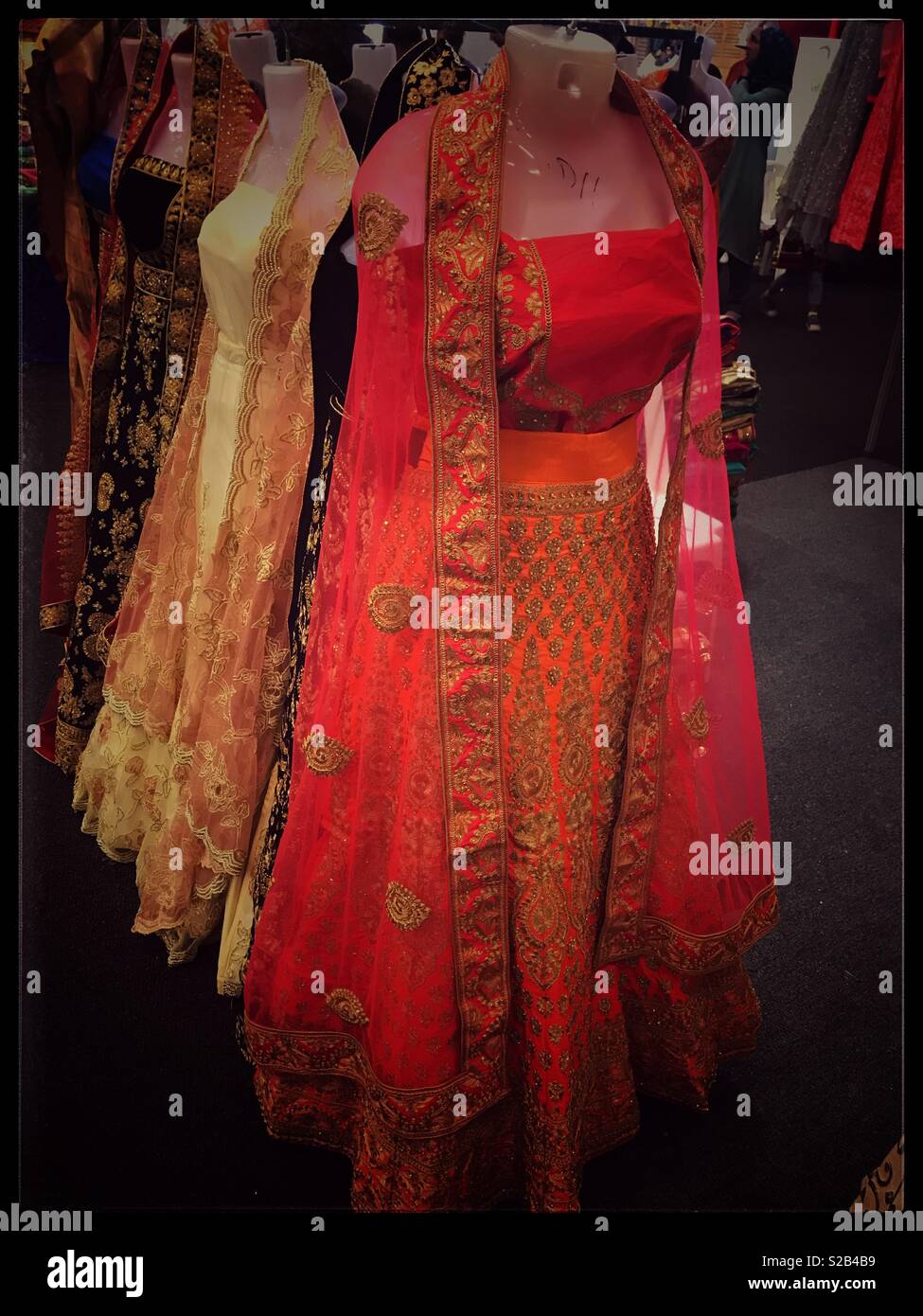 Beautiful dresses for sale at Indian Trade Expo. - Smartphone Captured Stock Image