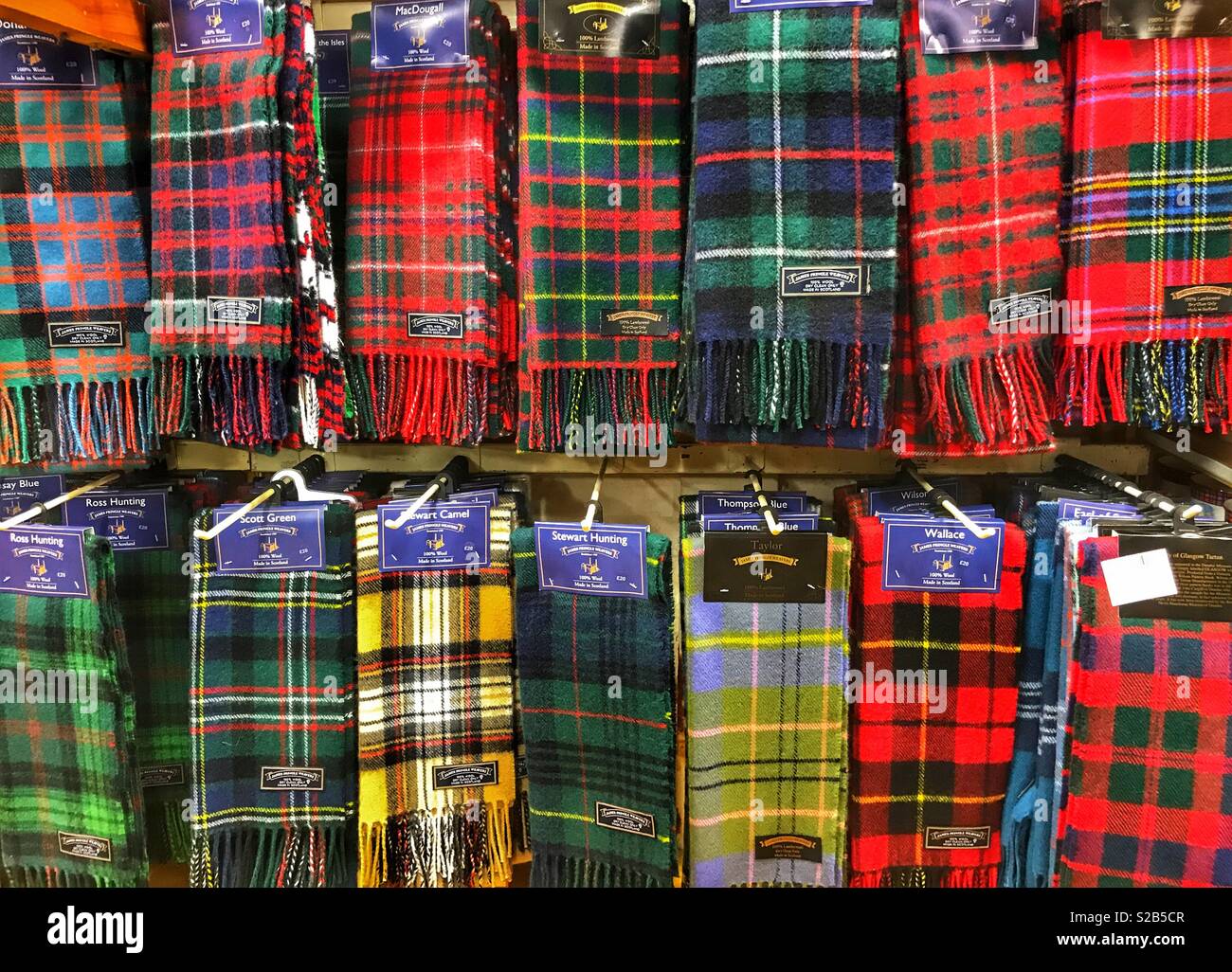 Tartan scarves, Scotland Stock Photo
