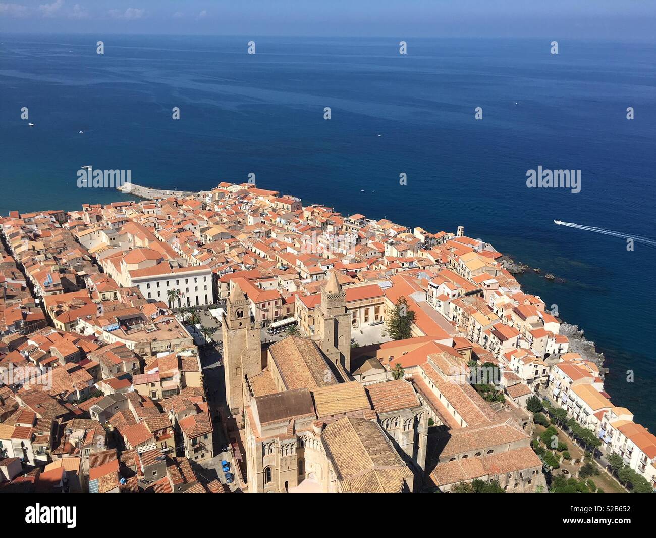 Cefalú, Sicily, aerial view - Smartphone Captured Stock Image
