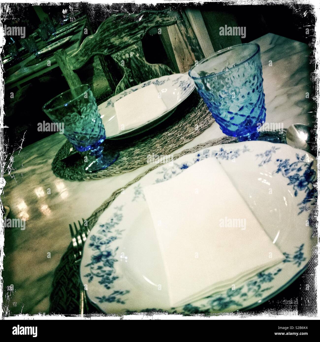 Place settings, Tu Kab Khao Restaurant, Phuket Old Town, Phuket, Thailand - Smartphone Captured Stock Image