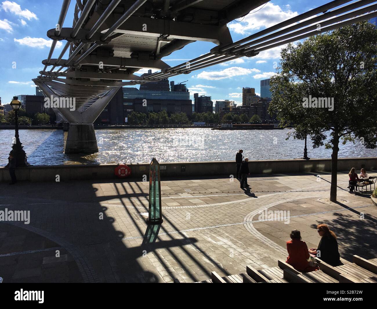 Paul’s Walk underneath The Millennium Bridge in London, England on September 25 2018 - Smartphone Captured Stock Image