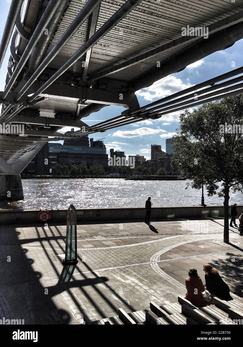 Paul’s Walk underneath The Millennium Bridge in London, England on September 25 2018 - Smartphone Captured Stock Image
