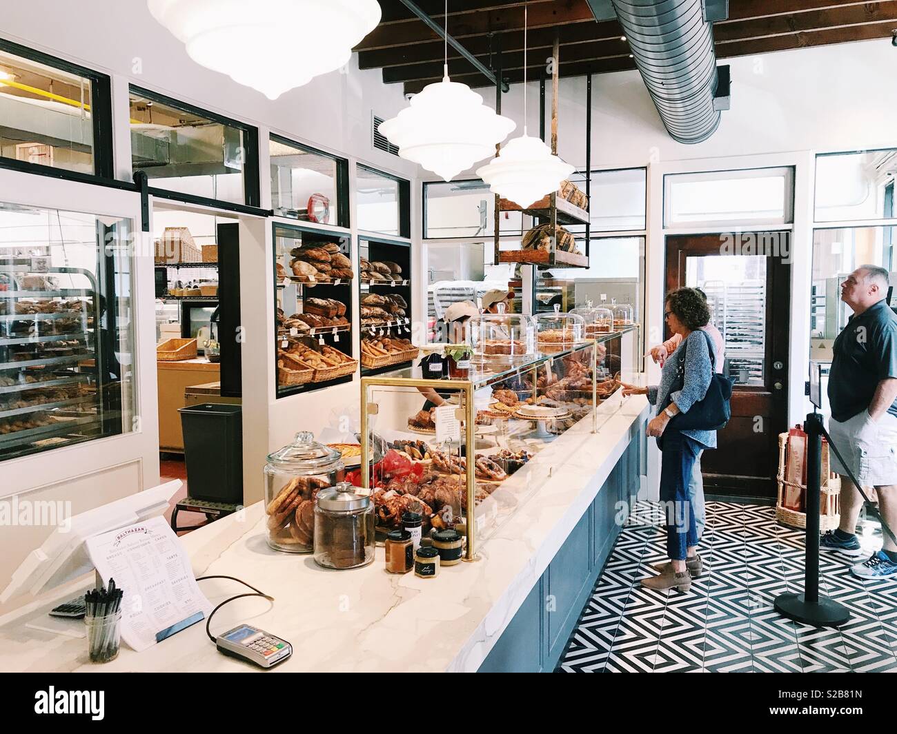 New interior of the retail store at Balthazar Bakery Wholesale Division in Englewood, New Jersey, USA. Stock Photo
