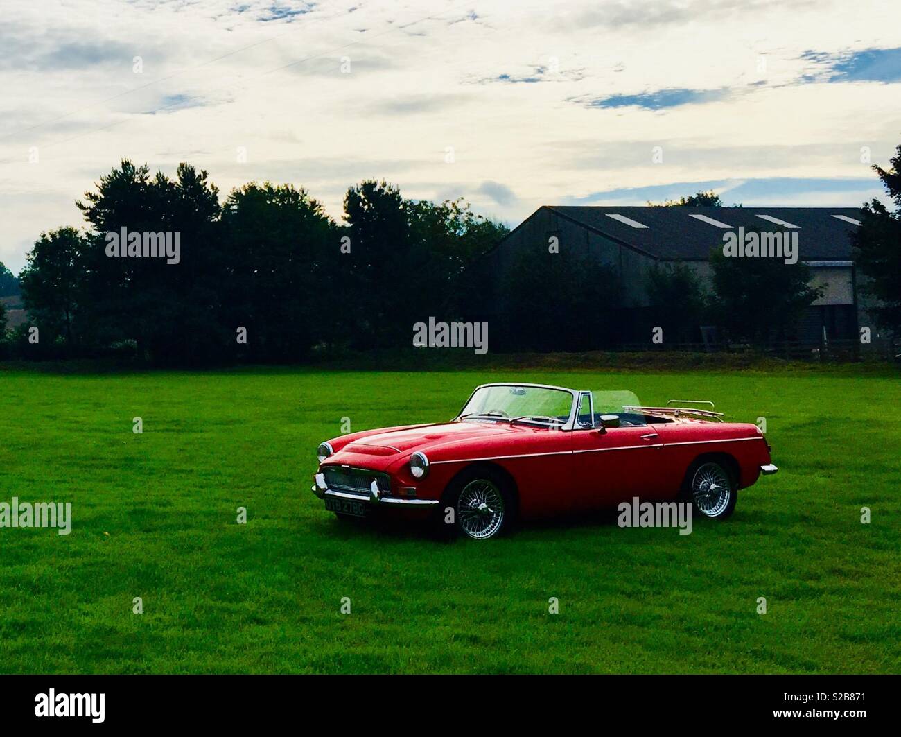 Classic car in field - Smartphone Captured Stock Image