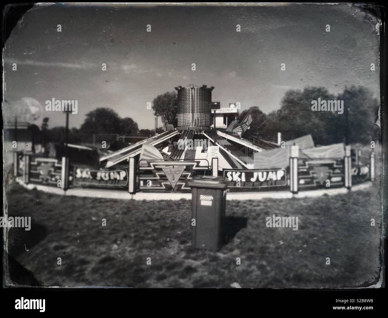 Ski Jump with waste bin in front - Smartphone Captured Stock Image