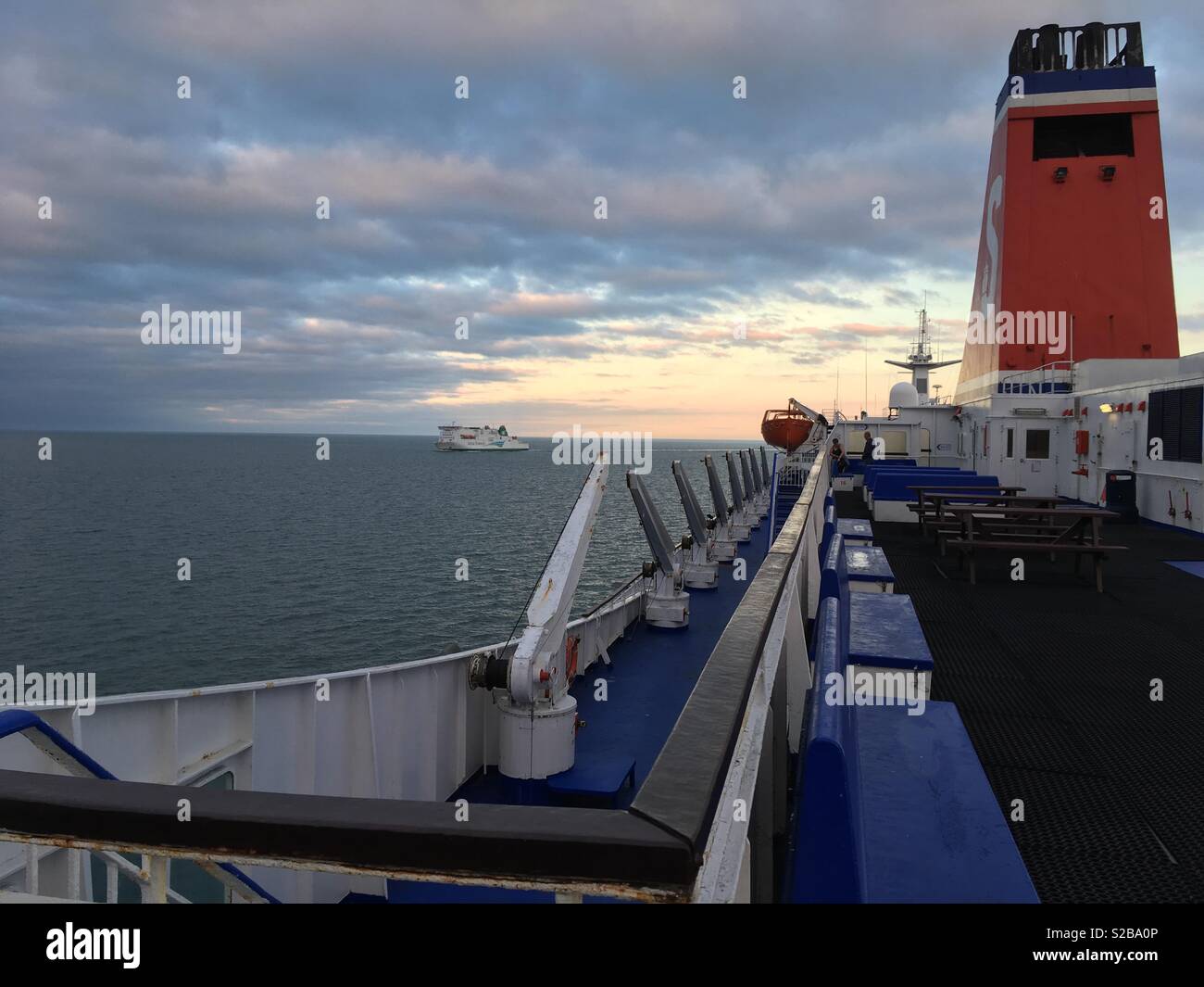 Stena Europe ferry sails into sunset leaving Rosslare - Smartphone Captured Stock Image