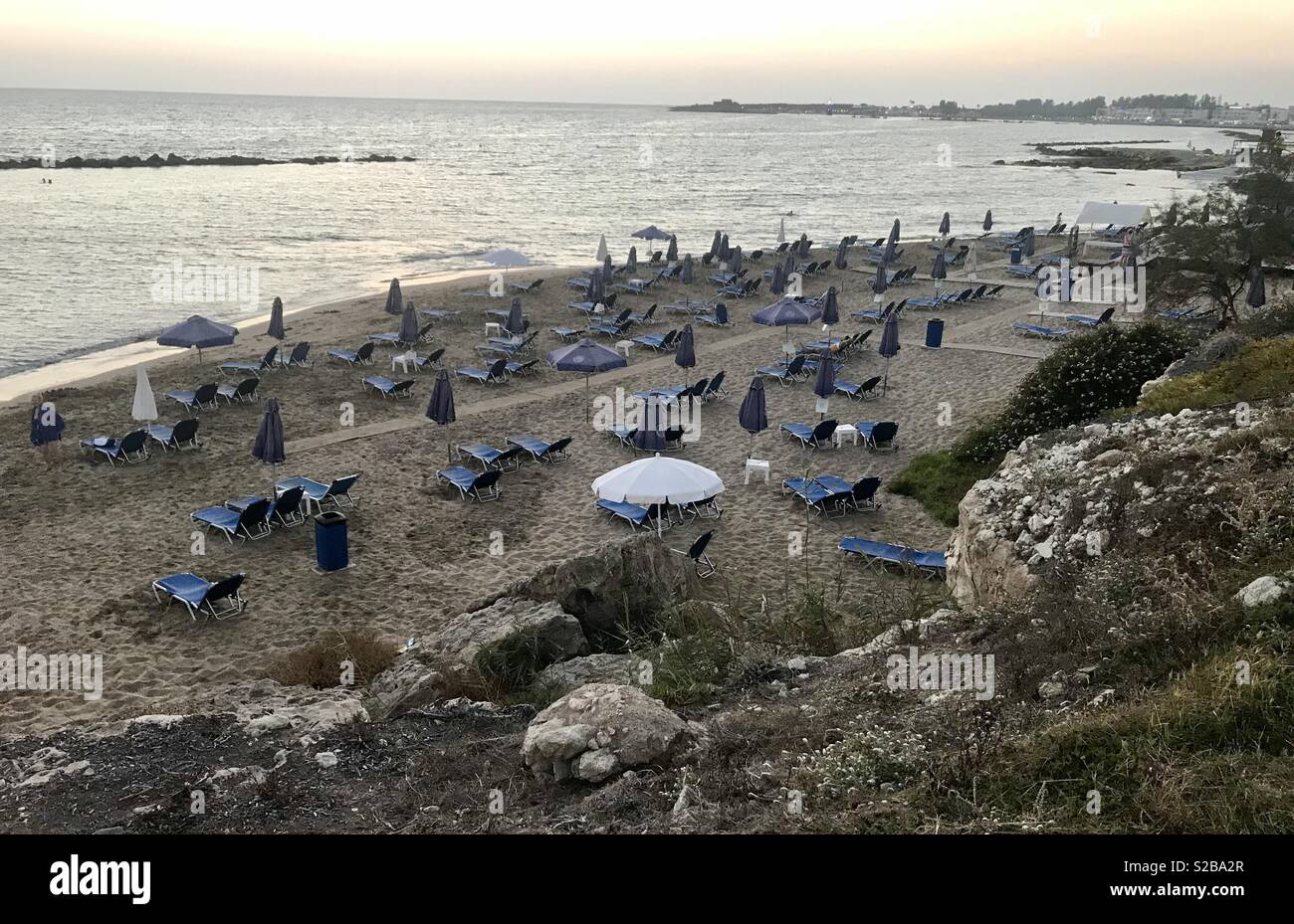 Paphos beach in the evening Stock Photo