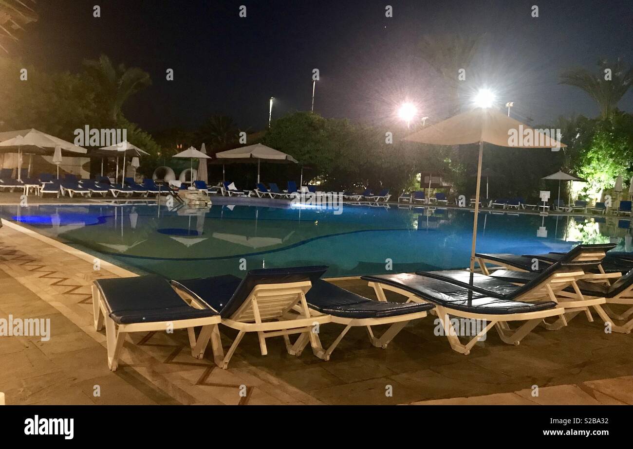 Swimming pool at night - Smartphone Captured Stock Image