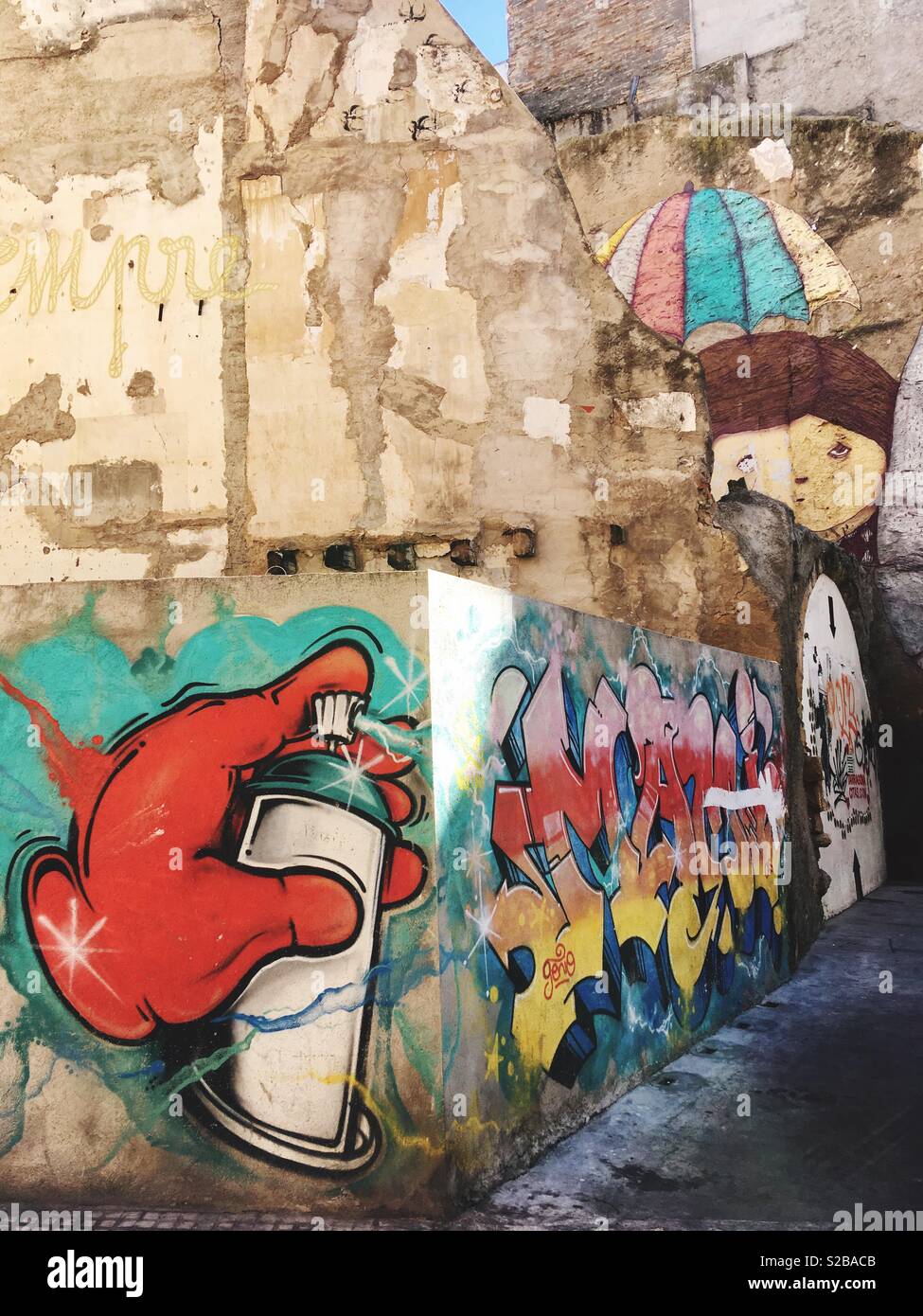 Graffiti on a Wall in the Spanish City Tarragona - Smartphone Captured Stock Image