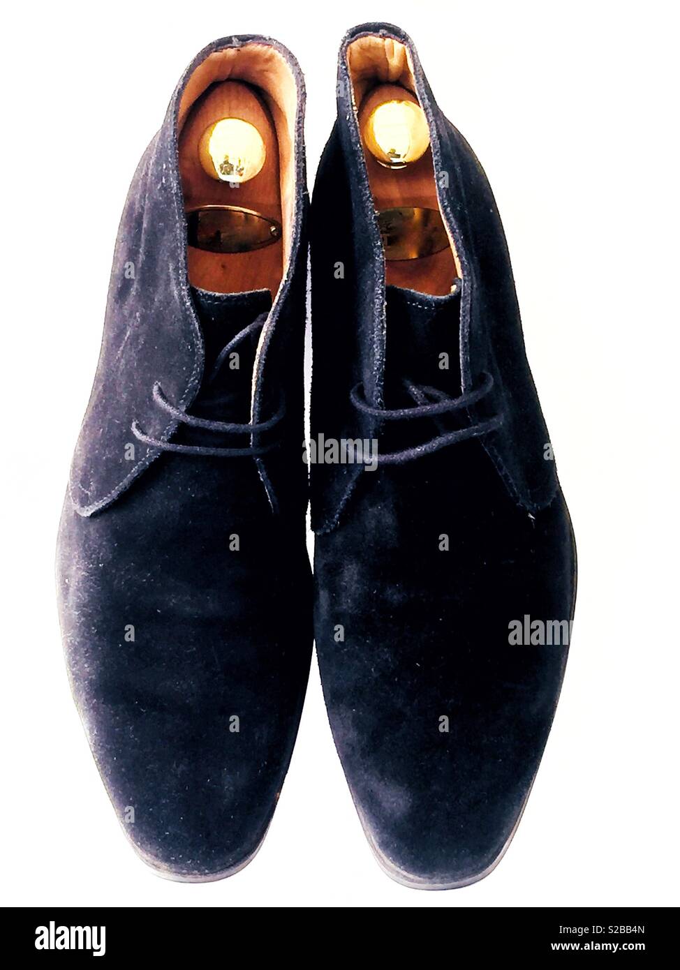 A pair of Men’s black suede desert boots. - Smartphone Captured Stock Image