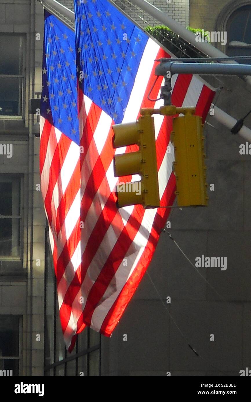 New York American flags Stock Photo Alamy