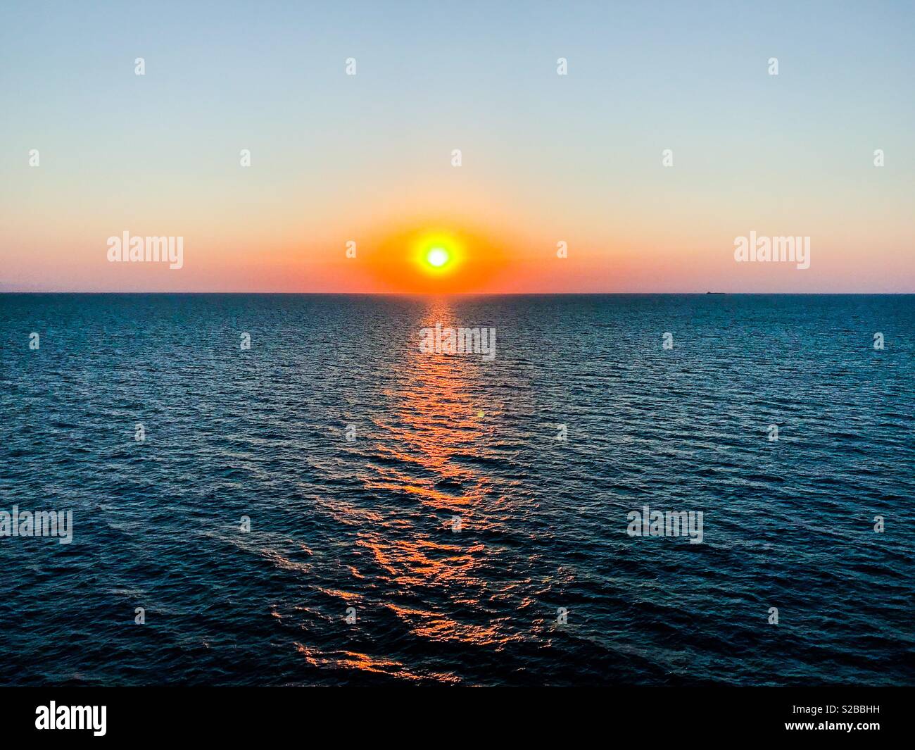 Sunset over the Mediterranean Sea in summer - Smartphone Captured Stock Image