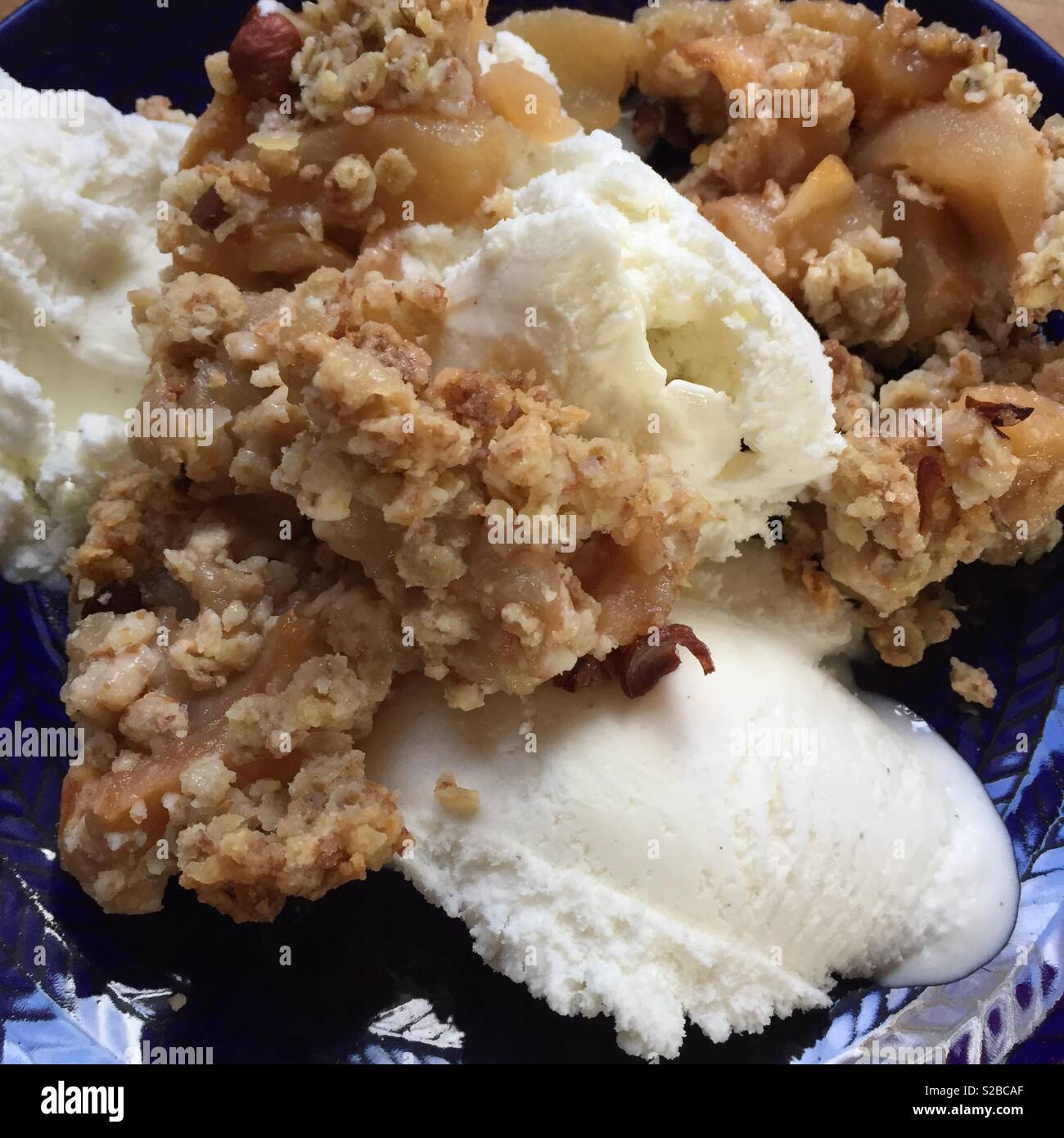Apple pie with vanilla icecream. Stock Photo
