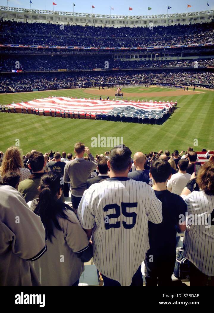 National Anthem, Yankees Stadium NYC Stock Photo Alamy
