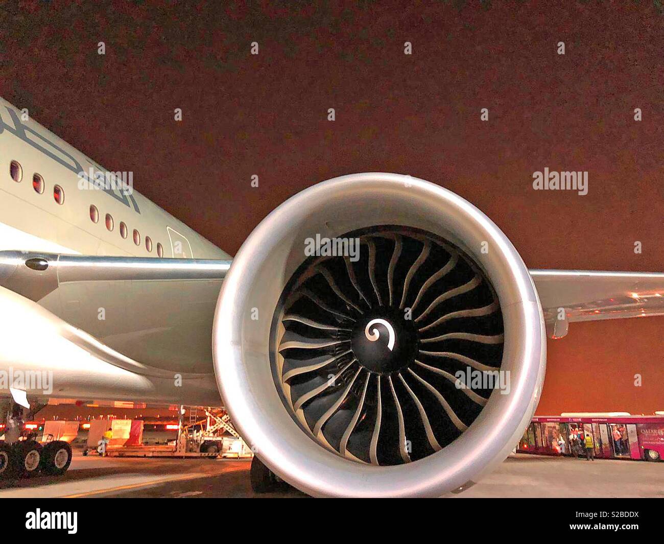 Qatar Airways, landed in Doha. - Smartphone Captured Stock Image